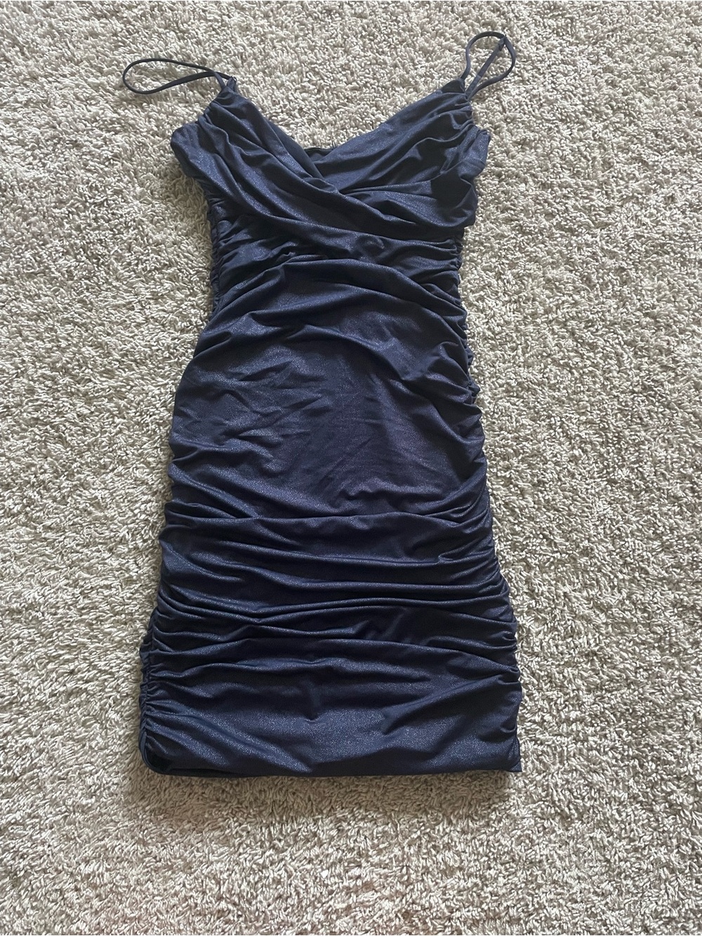 Lucy in the Sky Navy Ruched Spaghetti-Strap Mini Dress